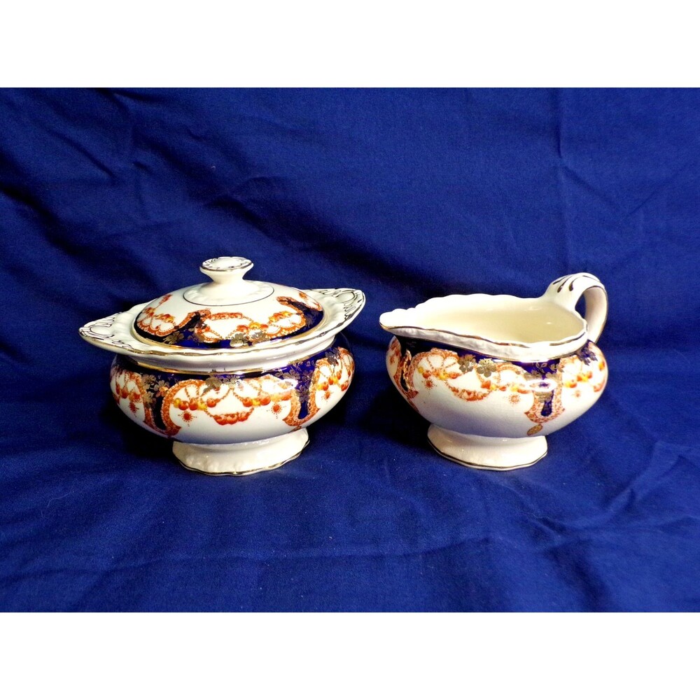 Vntage Myott Staffordshire‎ England China Elegant Creamer with Lid & Sugar Set